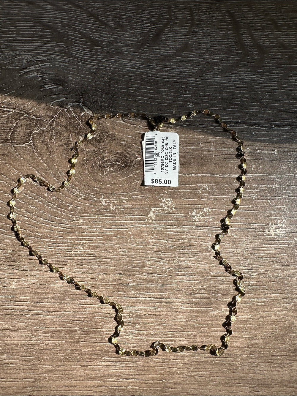 Danecraft textured gold starburst chain necklace Stamped 925 Gold Vermeil 20”